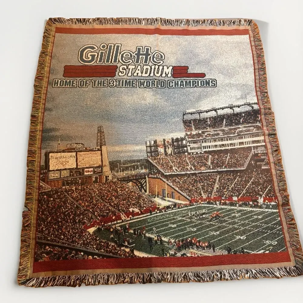 Gillette Stadium New England Patriots 3-Time World Champions Woven Throw Blanket